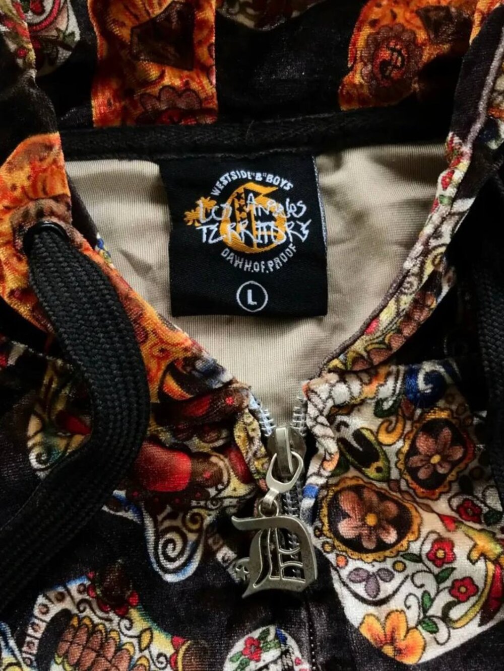 Skull Print Zip-Up Hoodie - Picture 2 of 5